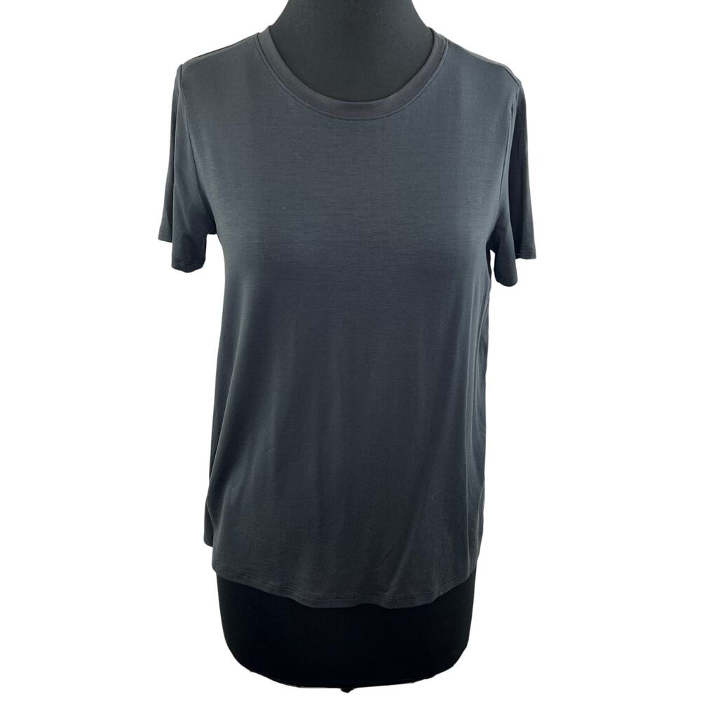 Eileen Fisher Black Short Sleeve Round Neck Pullover Casual T-Shirt Size Small S